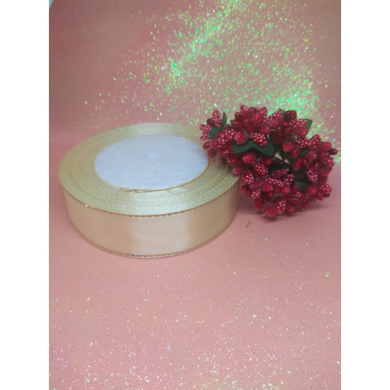 Лента атласная с люрексом 2,5 см, цв. бледно-желтый,цена за 5 м